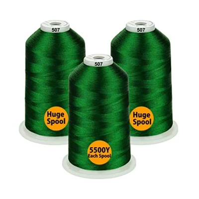 Afbeelding van Simthread Polyester borduurwerk machine draad enorme spoel 5000M 5500Y voor naaien borduurmachines 3 groen