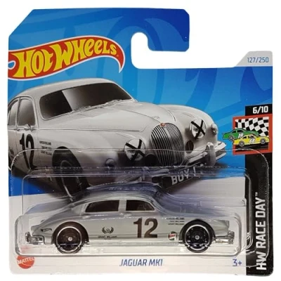 Afbeelding van Hot Wheels Jaguar MK1 HW Race Day 6/10 HRY80 Short Card Castrol Grant Williams grijs Mattel 2024 1:64