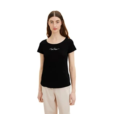 Afbeelding van TOM TAILOR Dames T shirt 1036192, 14482 Deep Black, M