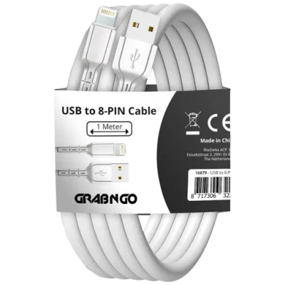Afbeelding van Grab &#039;N&#039; Go Lightning oplaadkabel voor Apple wit