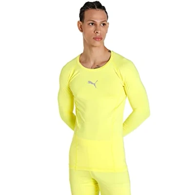 Afbeelding van Puma Liga Baselayer Tee LS T shirt met lange mouwen, fluo geel, XXL
