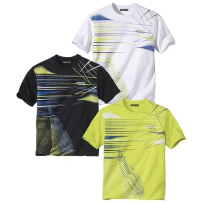 Afbeelding van ATLAS FOR MEN Set van 3 T shirts met korte mouwen voor heren Verkrijgbaar in grote maten M tot 5XL, wit, zwart, anijs, XL