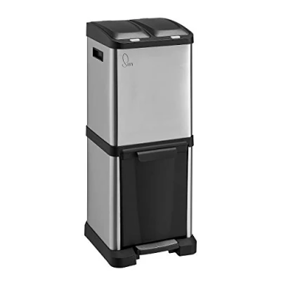 Afbeelding van SVITA 3XCOMBO32 Vuilnisemmer, pedaalemmer, afvalscheiding met laden, zwart, 32 liter, 2 x 8 l + 16 liter