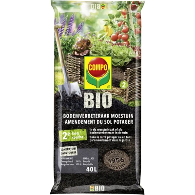 Afbeelding van COMPO Bio Bodemverbeteraar Moestuin 100% natuurlijk turfvrij gebruik in moestuinbakken en de tuin zak 40L