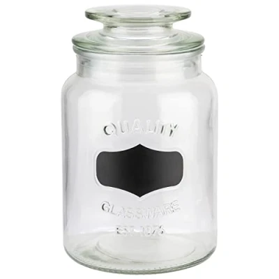 Afbeelding van APS 82265 Voorraadpot met belettering glazen container voor het opbergen 1,0 liter inhoud, deksel afdichting, opbergcontainer, transparant