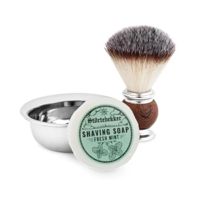 Afbeelding van Störtebekker® Premium scheerkwastenset met scheerschaal van roestvrij staal en scheerzeep [incl. scheer baardgids e book] cadeau idee perfecte aanvulling op scheermes (Fresh Mint)