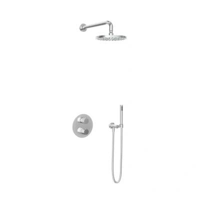 Afbeelding van Hotbath Get together Regendoucheset IBS1A Chroom Staaf Handdouche 20cm Hoofddouche Wandarm 35cm met wandhouder