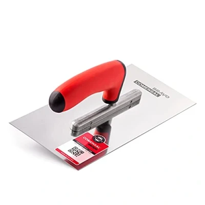 Afbeelding van COMENSAL® gladde troffel roestvrij professionele roestvrijstalen stijltroffel droogbouw gereedschap schijf dappel ergonomische greep Made in EU 270 x 130 mm
