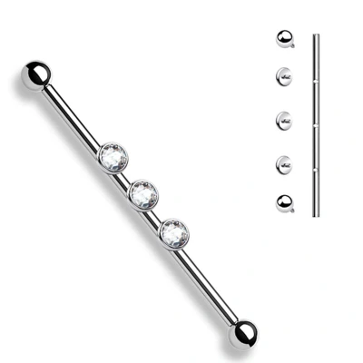 Afbeelding van Industrial piercing 3 interne schroefdraad gemmed wit