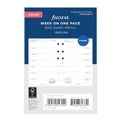 Afbeelding van Filofax Zakweek per pagina Engels 2025 dagboek