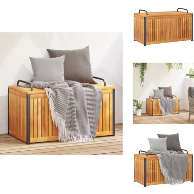 Afbeelding van Kussenbox 85x45x45/53 cm massief acaciahout en staal