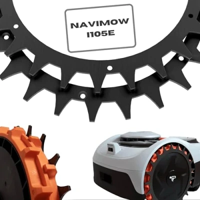 Afbeelding van ROBO Claws® Roestvrij stalen spikes Navimow i105E i108E modellen Premium Black 3 mm dikke robotmaaier ontbraamd 14x roestvrijstalen schroeven tractieverbetering voor 255