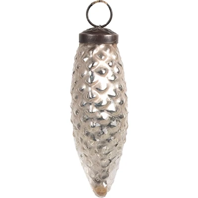 Afbeelding van Clayre &amp; Eef Kerstbal Ø 4x10 cm Zilverkleurig Glas Kerstboomversiering