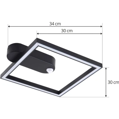 Afbeelding van Lindby Plafondlamp met sensor 1licht Aluminium, kunststof, ijzer H: 6 cm zwart Inclusief lichtbron