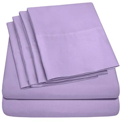 Afbeelding van King Size Beddengoed 6 delige 1500 Supreme Collectie Fijn Geborsteld Microfiber Diepe Pocket Sheet Set 2 Extra Kussenslopen, Grote waarde, Koning, Lavendel