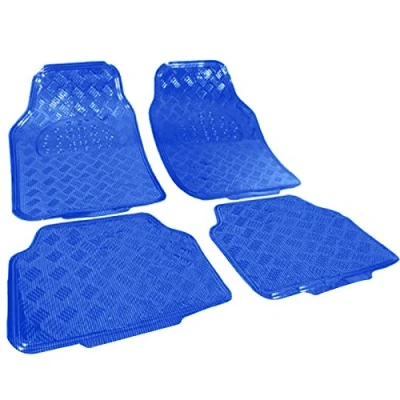 Afbeelding van WOLTU universele auto vloermatten 4 delig aluminium chroom look traanplaat blauw 7109