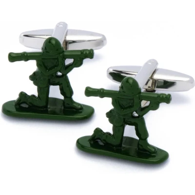 Afbeelding van Manchetknopen Militair met Bazooka Leger Groen