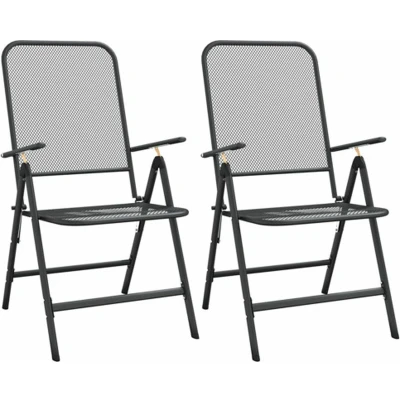 Afbeelding van vidaXL Tuinstoelen inklapbaar 2 st metaalgaas antracietkleurig