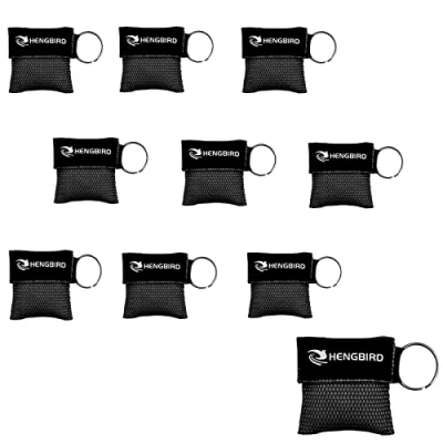 Afbeelding van Beademingsmasker, sleutelhanger, CPR Face Shield eerstehulp, beademingsmaskers voor volwassenen en kinderen, nooddoek, zakmasker eerste hulp of AED training (zwart, 10)
