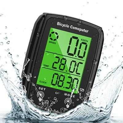 Afbeelding van URAQT Digitale Fietscomputer, 19 Functies Ip65 Waterdichte Fietssnelheidsmeter Met Automatische Standaard En Led achtergrondverlichting Wekfunctie Batterij