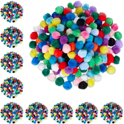 Afbeelding van Relaxdays 2000x pompons set div. kleuren kleine knutsel 2cm