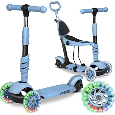Afbeelding van Ricokids Todi Driewieler Step in Blauw en Grijs Stabiele Veilige