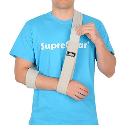 Afbeelding van supregear Arm Sling, Verstelbare Schouderbrace Immobilizer Rotator Cuff Lichtgewicht Swathe Ondersteuning voor Schouderletsel, Gebroken/Fractured Botten Linker en Rechterarm Mannen Vrouwen