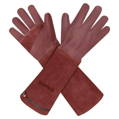 Afbeelding van Tuinhandschoenen voor Vrouwen/Mannen,Lederen met Onderarm Bescherming,Duurzame en Comfortabele troon Proof Tuinhandschoenen,Lange Snoeien Rozen/Tuinieren/Yard