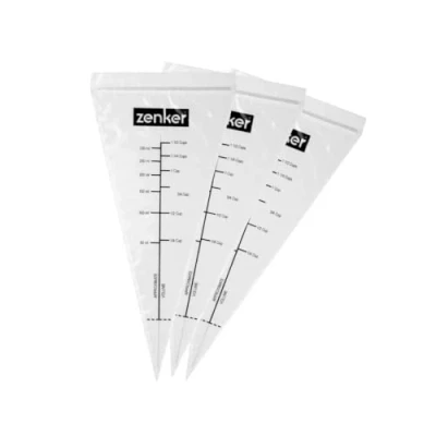 Afbeelding van Zenker Smeltspuitzak PATISSERIE, spuitzakken voor magnetron of waterbad, dresseerzakken met maataanduiding (kleur: transparant), hoeveelheid: 10 stuks