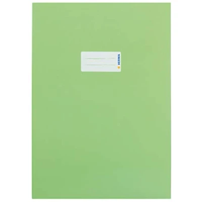 Afbeelding van HERMA 19752 Kartonnen notitieboekjes, DIN A4, boekhoezen met tekstveld, van stevig en extra sterk papier, set 10 voor schoolschriften, lichtgroen