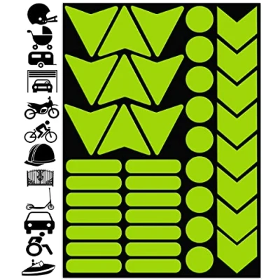 Afbeelding van Biomar Labs® 40 stks Hoge Zichtbaarheid Waarschuwing Reflecterende Stickers Kit Decals Neon Groen Geel Reflector Waterdicht Zeer Nacht Veiligheid Universeel Zelfklevend D 73 Z*