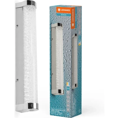 Afbeelding van LEDVANCE ORBIS Tube LED Spiegel /Wandleuchte, Chrom, Glas mit Blaseneffekt, 9W, 900lm, dimmbar, 3000/4000K über Wandschalter einstellbar, 40cm Durchmesser, IP44 Schutz vor Fremdkörpern/Spritzwasser