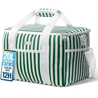 Afbeelding van HOEL Koeltas, opvouwbaar, 20 liter, geïsoleerde thermotas, lunchtas, waterdicht en lekvrij, isoleertas voor auto winkelen, picknicktas, lunchtas