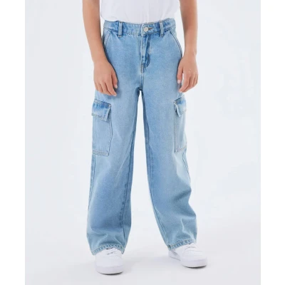 Afbeelding van Name it Nkfrose WIDE Straight leg jeans voor kinderen, Maat: 116, Light blue denim