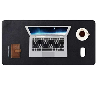 Afbeelding van DOBAOJIA Muismat Grote Mousepad XL, Bureaulegger Bureaumat, Bureau Vloeipapier Schrijfblok, Laptop Bureaumat voor kantoor/thuis, PU leer waterdicht + suède antislip 80 x 40 cm (Zwart)