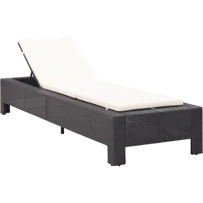 Afbeelding van Ligbed met kussen poly rattan zwart