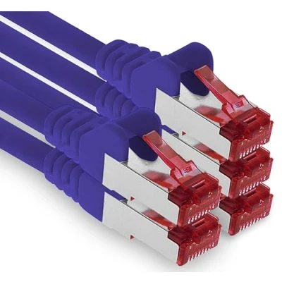 Afbeelding van Cat6 Kabel Ethernet Cable Gigabit LAN Netwerkkabel RJ45 Cat 6 1m paars 5 stuks