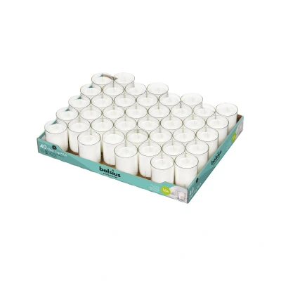 Afbeelding van 200 stuks Bolsius ReLight kaars in transparante houder 55/42 (16 uur)