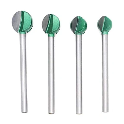 Afbeelding van DingGreat 4 Stks 6mm Schacht Lange Core Box End Grooving Router Bit Bal Vorm Frees Houtbewerking Carving Tool (16/18/20/22mm)
