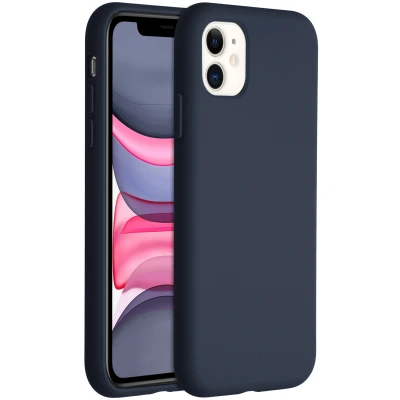 Afbeelding van Apple iPhone 11 Hoesje Siliconen en TPU (zacht) Accezz Softcase/Backcover Donkerblauw Telefoonhoesje