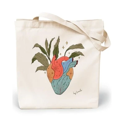 Afbeelding van Loxato stoffen tas bedrukt katoenen 100% B 35 x H42 D8 cm draagtas canvasstof 220 g/m2 jute boodschappentas met lange hengsels 70 boodschappentas,