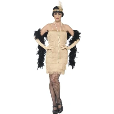 Afbeelding van Smiffy&#039;s Jaren 20 Danseressen Kostuum Charleston Cocktail Queen Kort Vrouw Goud Small Carnavalskleding Verkleedkleding