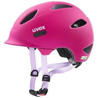 Afbeelding van uvex oyo lichte fietshelm voor kinderen individueel passysteem uitbreidbaar met led licht berry purple matt 45 50 cm