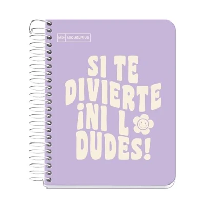 Afbeelding van Miquelrius Notitieboek A6, notitieboek, 1 kleurenlint, 100 vellen 90 g/m², 5 mm rasterpatroon, zonder boren, omslag van hard karton, kleur lavendel