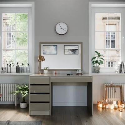 Afbeelding van Vicco Opmaaktafel &quot;Sherry&quot;, Grijs hoogglans, 120 cm Zonder spiegel