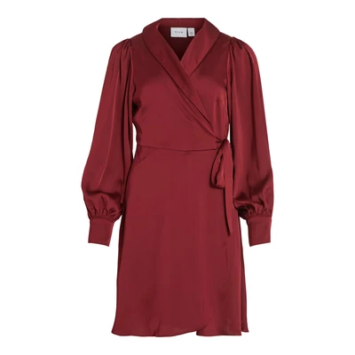 Afbeelding van VILA Vienna Ravenna WRAP NOOS Jurk, Dames, Maat: 34, Cabernet