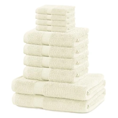Afbeelding van DecoKing Set van 10 katoenen kwaliteit 525 g/m² 4 gastendoekjes 30x50 cm handdoeken 50x100 en 2 badhanddoeken 70x140 ecru ivoor absorberend Marina
