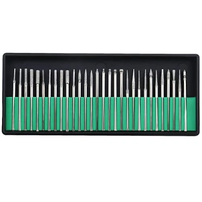 Afbeelding van 30Pcs Diamant Gecoat Rotary Burr Boren 2.35Mm Schacht Voor Fijne Detail Werk Snijden Graveren Carving Touch Up Afwerking Tool