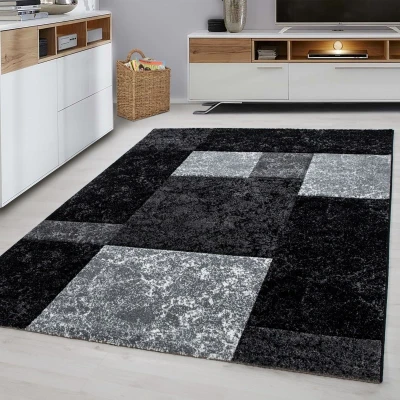 Afbeelding van Modern vloerkleed Tetris Zwart 1330 80x150cm Adana Carpets