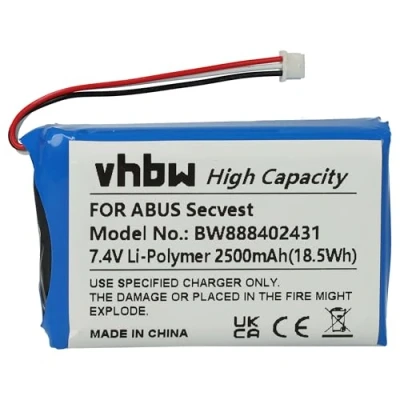 Afbeelding van vhbw Accu compatibel met ABUS Secvest FUAA5000, FUAA50100, FUAA50500 alarmsysteem, alarmsysteem (2500mAh, 7,4V, Li polymeer)
